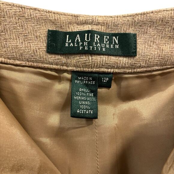 Ralph Lauren Women’s Beige/Camel Herringbone Wool Pants, trousers, Size 12P - Picture 5 of 7